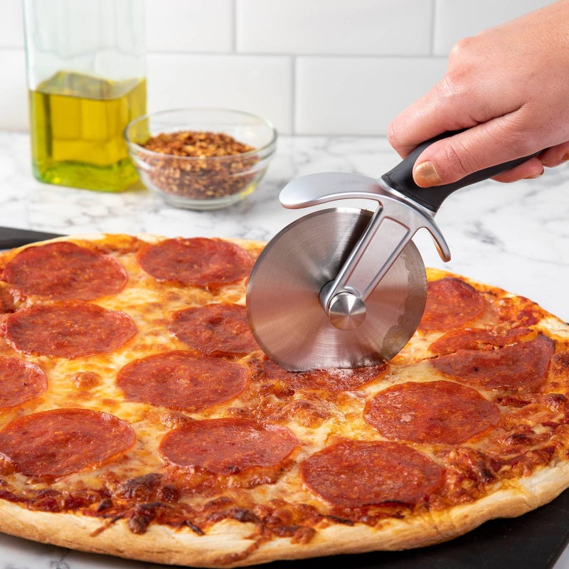 PL8 Artisan Pizza Wheel â€“ Stainless Steel Cutting Wheel with Cast Zinc Frame and Integrated Oven Rack Hook for Easy Pizza Serving - Image 3